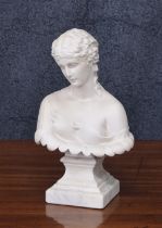 Good Decorative alabaster figural bust sculpture of Clytie, after Delpech, with the inset seal of '