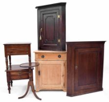 Mixed group of furniture to include two Georgian oak hanging corner cupboards, the largest 32"