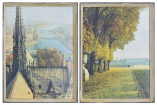 Pair of large vintage Paris travel photographic prints, 'Autumn in Versailles' and 'View from the