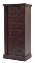 Victorian mahogany Wellington chest of seven graduated drawers, 18" wide, 13" deep, 40" high