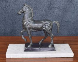 French School -  a good bronze figural study of a walking horse, on a rectangle base mounted upon