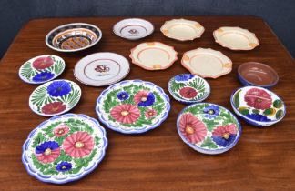 Group of assorted Continental pottery dinner wares, including a French pottery fish bowl 11.5"