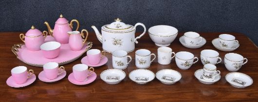 19th century Spode monochrome decorated porcelain part tea set including a 343 pattern teapot