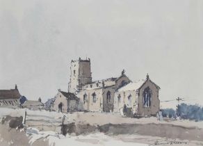 Edward Wesson RI., RSMA., RBA., RI., (1910-1983) - "Morston Church", Norfolk, signed also