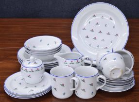 Wawel porcelain part tea set, with small floral decoration, made in Poland, comprising cream jug,