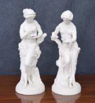 Minton Parian ware figural study of Pandora, impressed Minton to the underside, 17.5" high; together