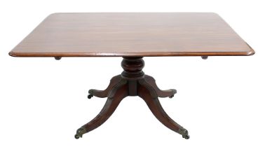 Victorian mahogany tilt-top breakfast/dining table, the moulded top raised on a central pillar