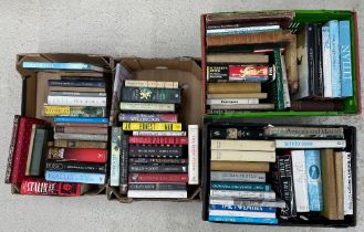 Four boxes of books, primarily art reference, history reference and fiction / non fiction various