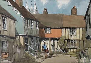 Edward Wesson RI., RSMA., RBA., RI., (1910-1983) - "Leicester Square, Penshurst", signed also