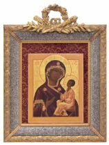 18th/19th century Russian or Greek School - an icon depicting Madonna and an infant Christ, oil