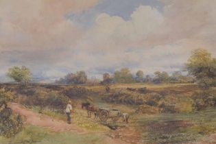 David Cox Jnr A.R.W.S. (1809-1885) - Figures with a horse and cart in a landscape, signed also