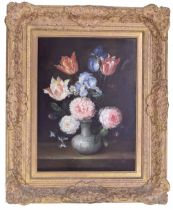 Tom Crowell (20th/21st century) - A still-life of flowers in a blue and white vase signed, oil on