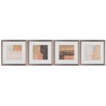Contemporary School (20th century) - set of four collages of abstract shapes, indistinctly signed