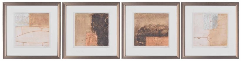 Contemporary School (20th century) - set of four collages of abstract shapes, indistinctly signed