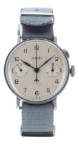 Lemania single push button chronograph nickel plated and stainless steel gentleman's wristwatch,