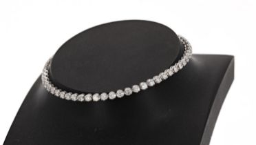 Modern 18ct white gold diamond line bracelet, round brilliant-cuts, estimated 2.30ct approx in