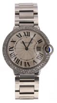 Cartier Ballon Bleu stainless steel wristwatch, reference no. 3005, serial no. 56013xxx, silvered