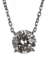 Cartier 18ct white gold solitaire diamond necklace, round brilliant-cut, 1.02ct approx, clarity