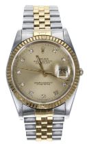 Rolex Oyster Perpetual Datejust gold and stainless steel gentleman's wristwatch, reference no.