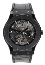 Hublot Classic Fusion Ultra-Thin Skeleton ceramic gentleman's wristwatch, reference no. 515.CM