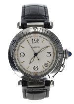 Cartier de Pasha C automatic stainless steel wristwatch, serial no. R40201xxx, silvered dial,