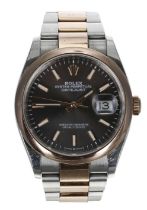 Rolex Oyster Perpetual Datejust 36 Everose gold and stainless steel gentleman's wristwatch,