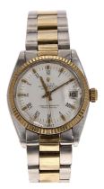 Rolex Oyster Perpetual Datejust gold and stainless steel mid-size wristwatch, reference no. 6827,