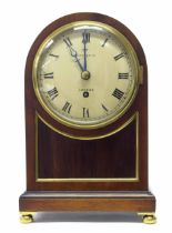 Good small mahogany single fusee bracket clock, the 5.5" convex cream dial signed Maple & Co.