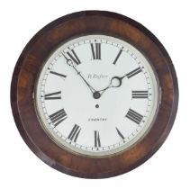 Mahogany single fusee 12" wall dial clock signed B. Dufner, Coventry, within a flat canted