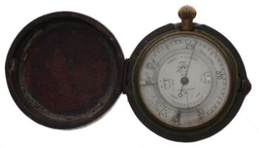Negretti & Zambra gilt metal pocket weather forecaster barometer, Patent 6276/15, the silvered