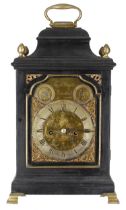 English ebonised double fusee verge bracket clock, the 6" shaped brass dial signed Richard