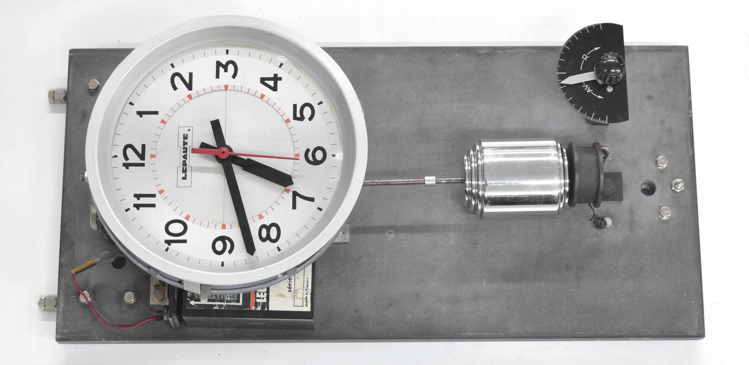 Lepaute electric master wall clock, the 6" silvered dial with centre seconds over a pendulum window, - Image 2 of 2