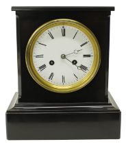 Good French black marble two train mantel clock, the S. Marti movement of three week duration,