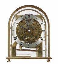 Modern Kieninger three train mantel clock, the movement with platform escapement, striking on