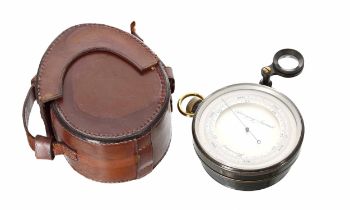 Rare surveyors pocket measuring instrument, the 2.75" silvered chapter ring enclosing a recessed