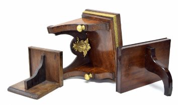 Oak and ormolu mounted clock wall bracket, 14.25" wide, 10.25" deep; also two other clock wall