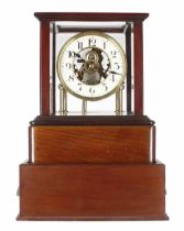 Eureka electric mantel clock, the 4.25" cream chapter ring enclosing a skeletonised centre and