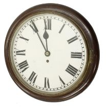 Mahogany single fusee 12" wall dial clock, within a turned surround (pendulum and two keys)