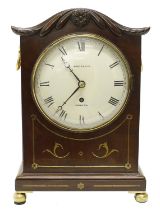 Mahogany single fusee small bracket clock, the 6.5” convex cream dial signed Maple & Co. Ltd,