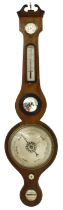 Satinwood five glass wheel barometer signed F. Formenti, Wootton under Edge, the 8" principal