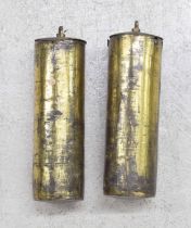 Pair of brass cased longcase clock weights (2)