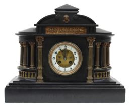 French black slate and gilt metal mounted two train mantel clock, the Maple & Co movement striking