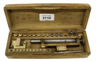 Small 5mm screw head polisher and collets, within a fitted pine case, 8.25" long