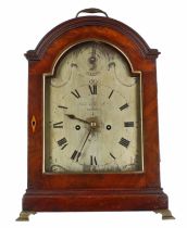 English mahogany double fusee bracket clock with alarm, the 8" brass arched dial signed Still, Old &