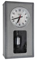 Lepaute electric master wall clock, the 6" silvered dial with centre seconds over a pendulum window,