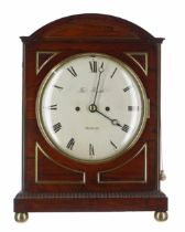 Good English rosewood double fusee bracket clock, the 8" cream dial and movement back plate both