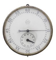 Unusual ships bulkhead stop clock timer, the 6.5" cream dial signed Dent, London no. 65008, with