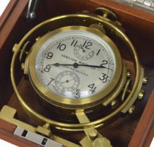 Two day deck watch chronometer, the 2.5" silvered dial signed Hamilton Watch Co. Lancaster, PA., U.