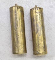 Pair of brass cased longcase clock weights