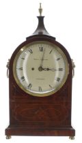 Good English mahogany and inlaid double fusee bracket clock, the 8" convex cream dial signed William